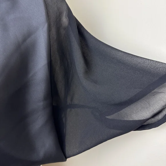 Christian Dior Black Silk Chiffon Bolero Shrug Vintage Large - Picture 2 of 7